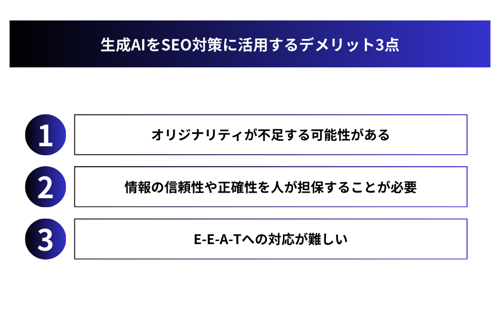 生成AIをSEO対策に活用するデメリット3点