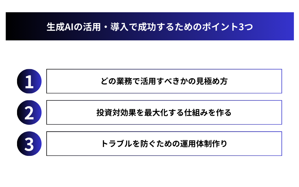 生成AIの活用・導入で成功するためのポイント3つ