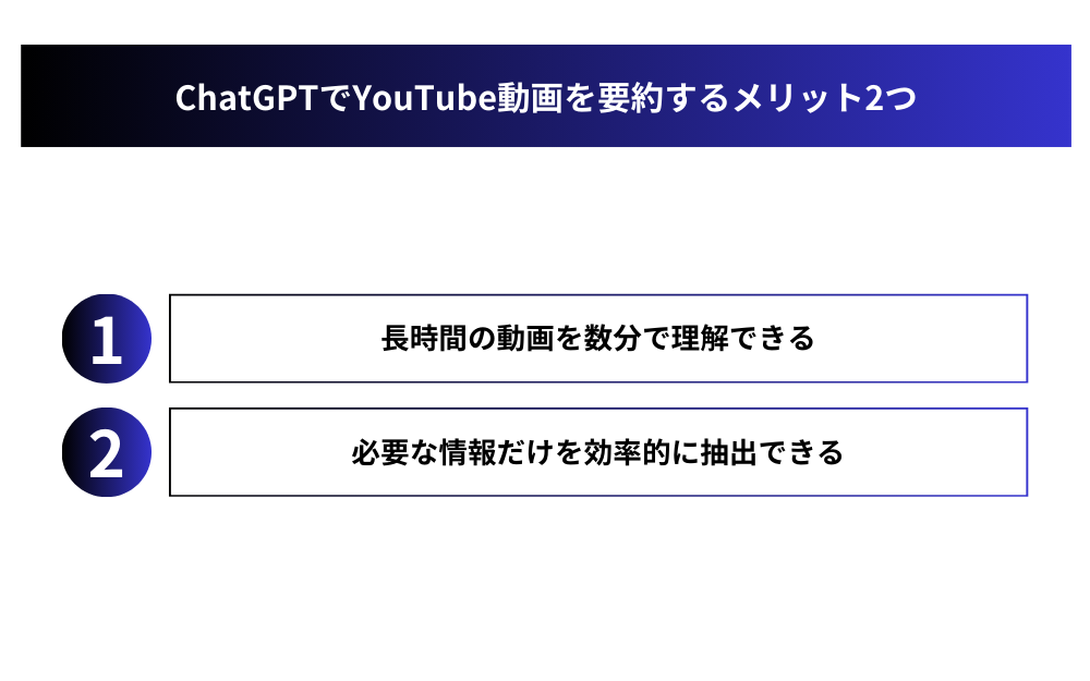 ChatGPTでYouTube動画を要約するメリット2つ